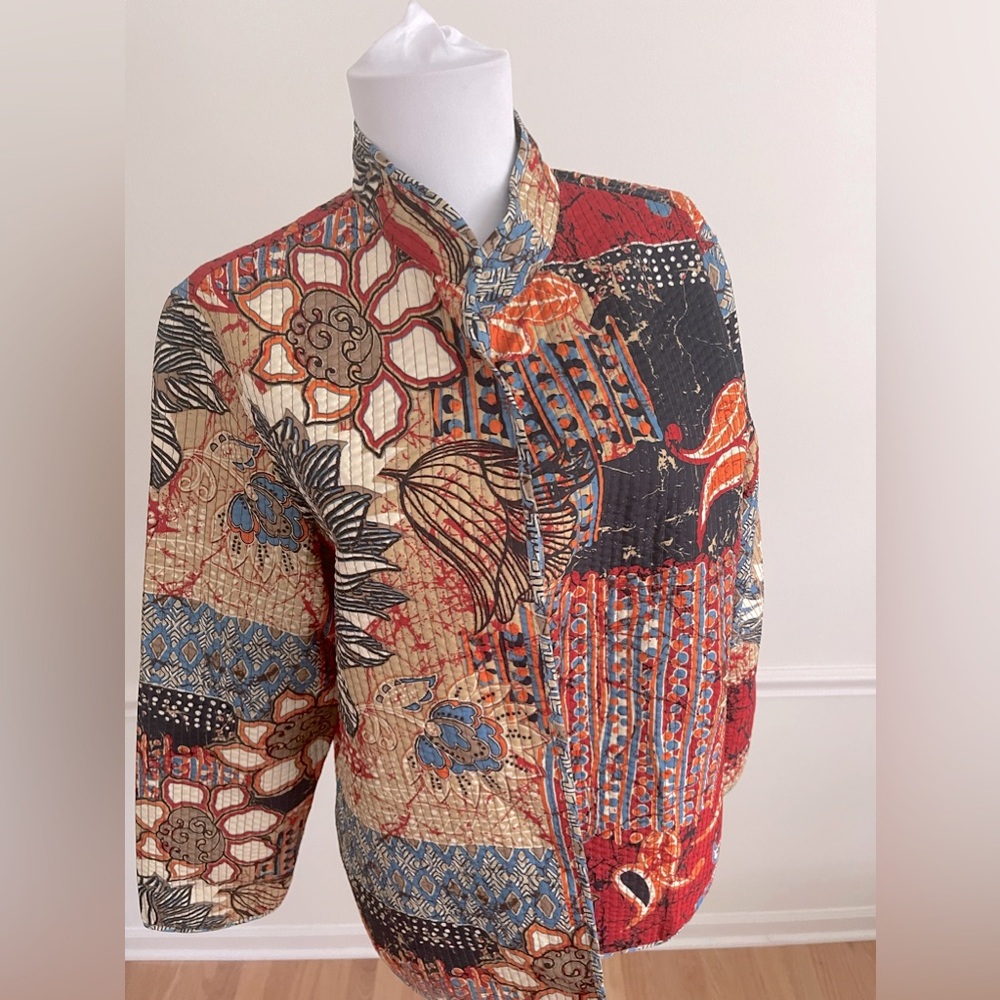 Quilted Jacket Patchwork Reversible Boho Printed … - image 2